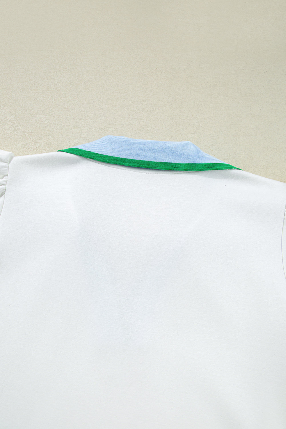 White Colorblock Edge Cap Sleeve Collared Top 2 Piece Skirt Set